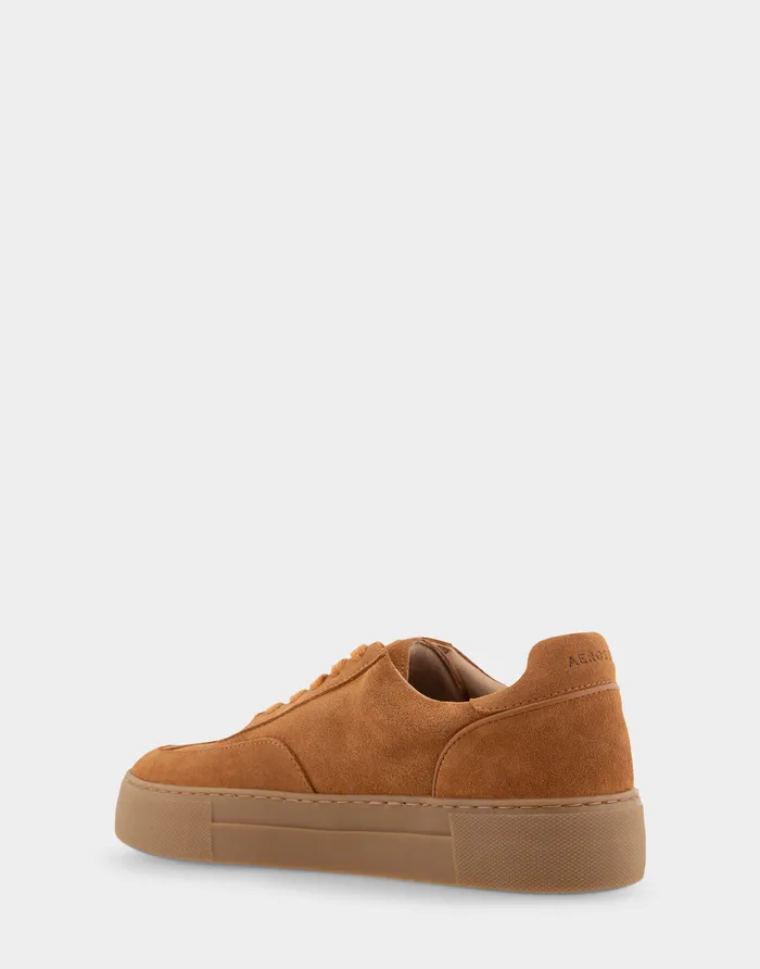 Women Aerosoles Wedges Comfortable Lace Up Hidden Wedge Sneaker In Tan Suede