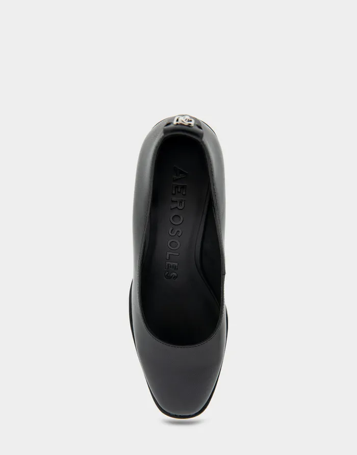 Women Aerosoles Wedges Comfortable Sculpted Wedge Pump In Black Leather