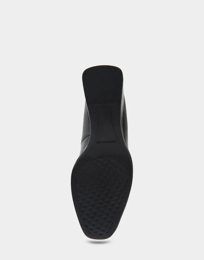 Women Aerosoles Wedges Comfortable Sculpted Wedge Pump In Black Leather
