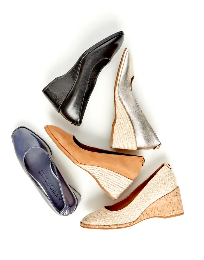 Women Aerosoles Wedges Comfortable Sculpted Wedge Pump In Navy Leather