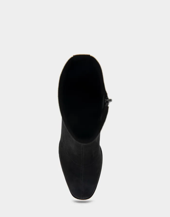Women Aerosoles Wedges Comfortable Stretch Ankle Sculpted Wedge Boot In Black Faux Suede