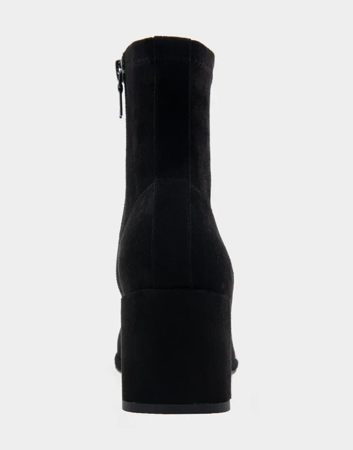 Women Aerosoles Wedges Comfortable Stretch Ankle Sculpted Wedge Boot In Black Faux Suede