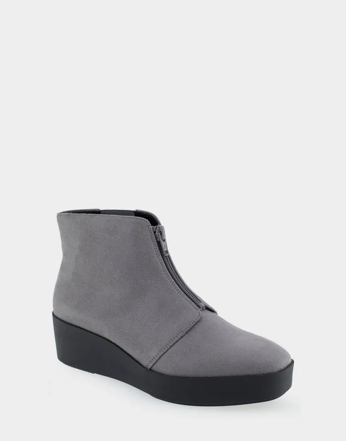 Women Aerosoles Wedges Comfortable Wedge Heel Ankle Boot In Dark Grey Faux Suede