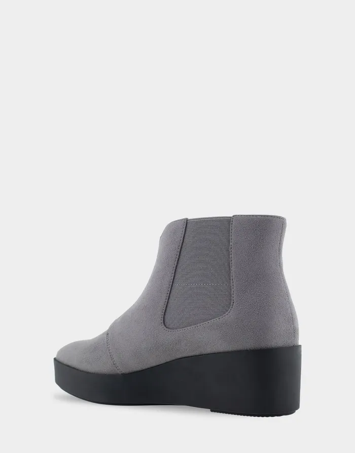 Women Aerosoles Wedges Comfortable Wedge Heel Ankle Boot In Dark Grey Faux Suede