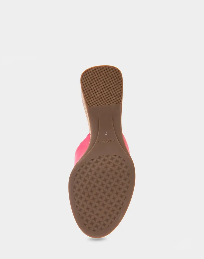 Women Aerosoles Wedges Comfortable Wedge Slide Sandal In Virtual Pink Patent Faux Leather
