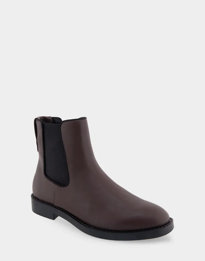 Women Aerosoles Wide Width Boots Comfortable Ankle Boot In Brown Faux Leather
