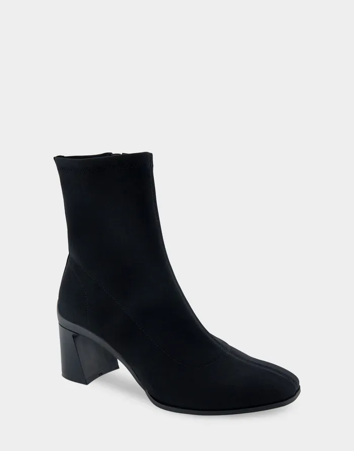 Women Aerosoles Wide Width Boots Comfortable Heeled Ankle Boot In Black Stretch Gabardine Fabric Women Aerosoles Wide Width Boots Comfortable Heeled Ankle Boot In Black Stretch Gabardine Fabric