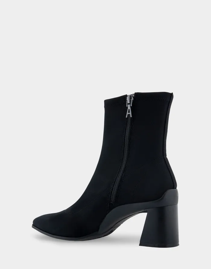 Women Aerosoles Wide Width Boots Comfortable Heeled Ankle Boot In Black Stretch Gabardine Fabric
