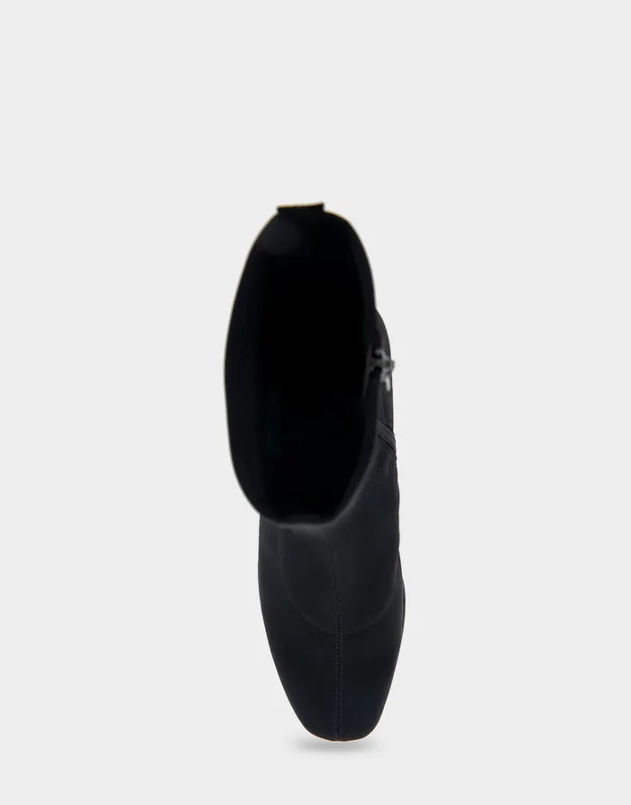 Women Aerosoles Wide Width Boots Comfortable Heeled Ankle Boot In Black Stretch Gabardine Fabric