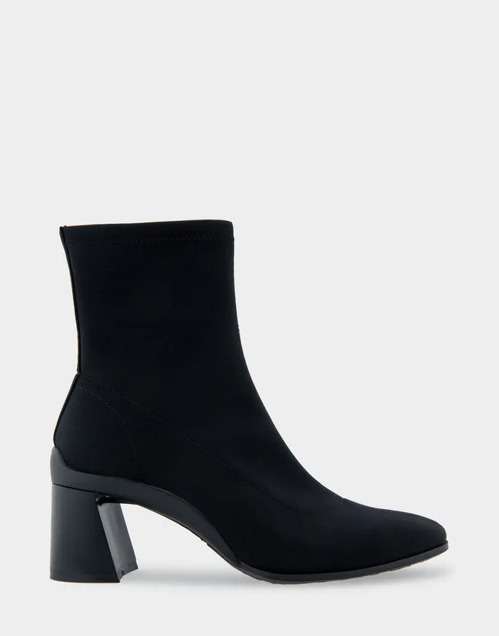 Women Aerosoles Wide Width Boots Comfortable Heeled Ankle Boot In Black Stretch Gabardine Fabric