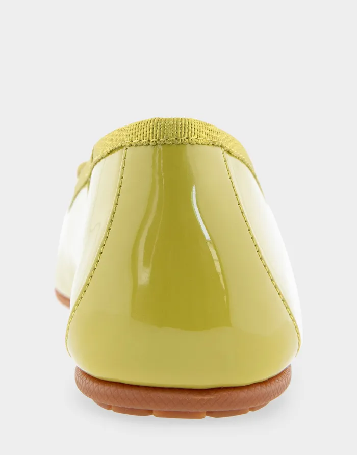 Women Aerosoles Wide Width Flats Comfortable Ballet Flat In Green Sheen Patent Faux Leather