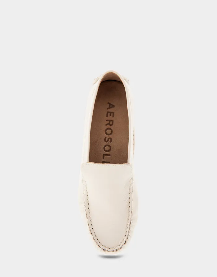 Women Aerosoles Wide Width Flats Comfortable Driver In Eggnog Leather