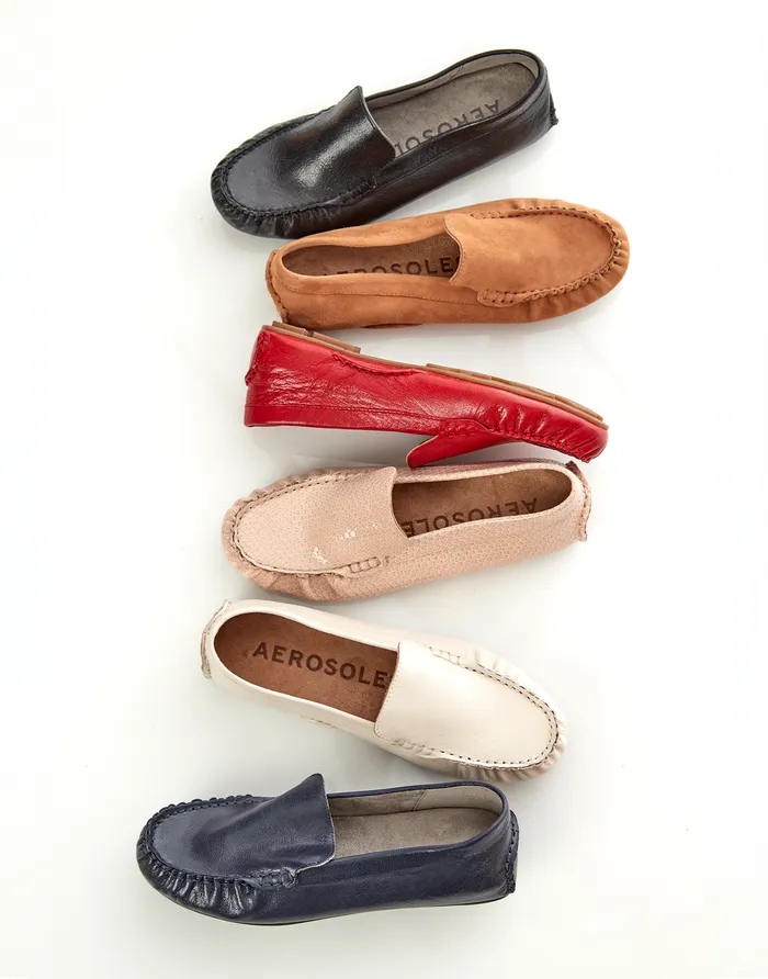 Women Aerosoles Wide Width Flats Comfortable Driver In Eggnog Leather
