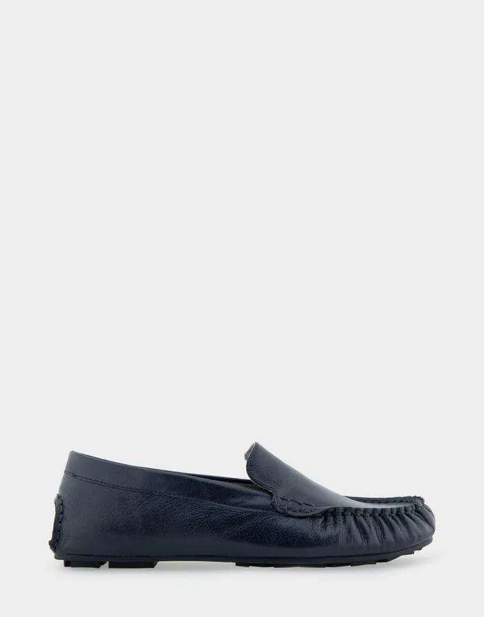 Women Aerosoles Wide Width Flats Comfortable Driver In Navy Leather