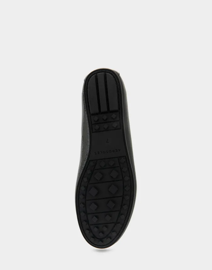 Women Aerosoles Wide Width Flats Comfortable Ornamented Loafer In Black Crinkled Patent Faux Leather Patent Faux Leather