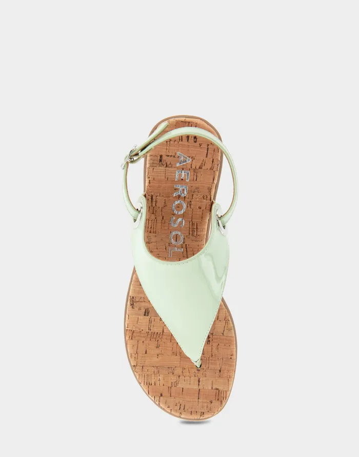 Women Aerosoles Wide Width Sandals Comfortable Back Strap Thong Sandal In Gleam Patent Faux Leather Faux Suede