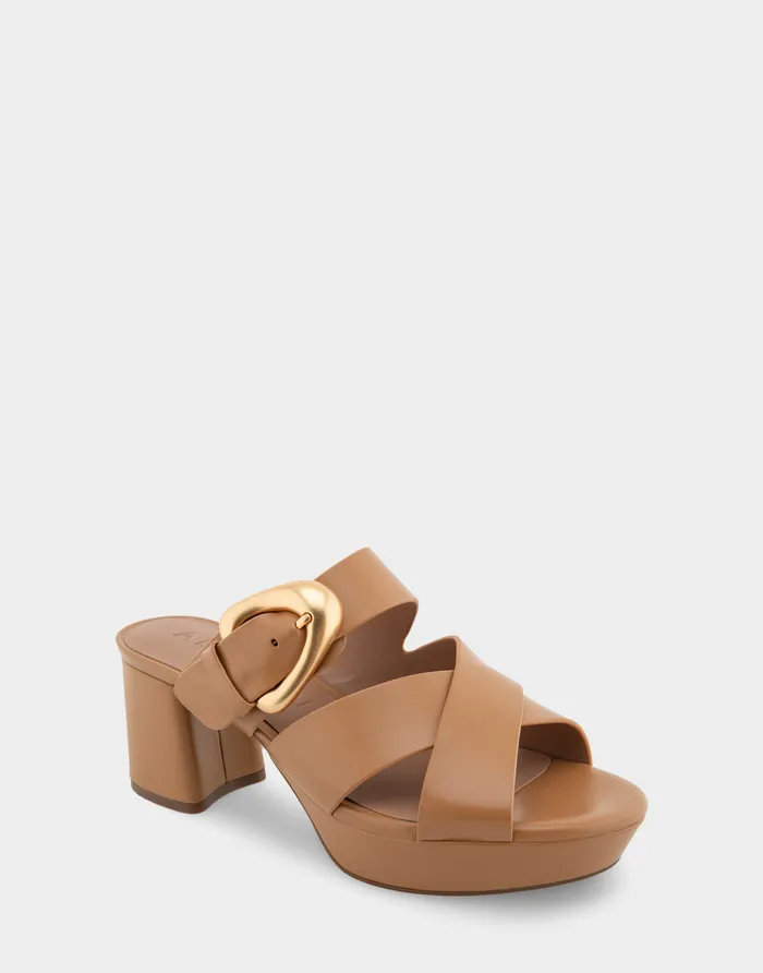 Women Aerosoles Wide Width Sandals Comfortable Crisscross Platform Slide Sandal In Doe Leather Women Aerosoles Wide Width Sandals Comfortable Crisscross Platform Slide Sandal In Doe Leather