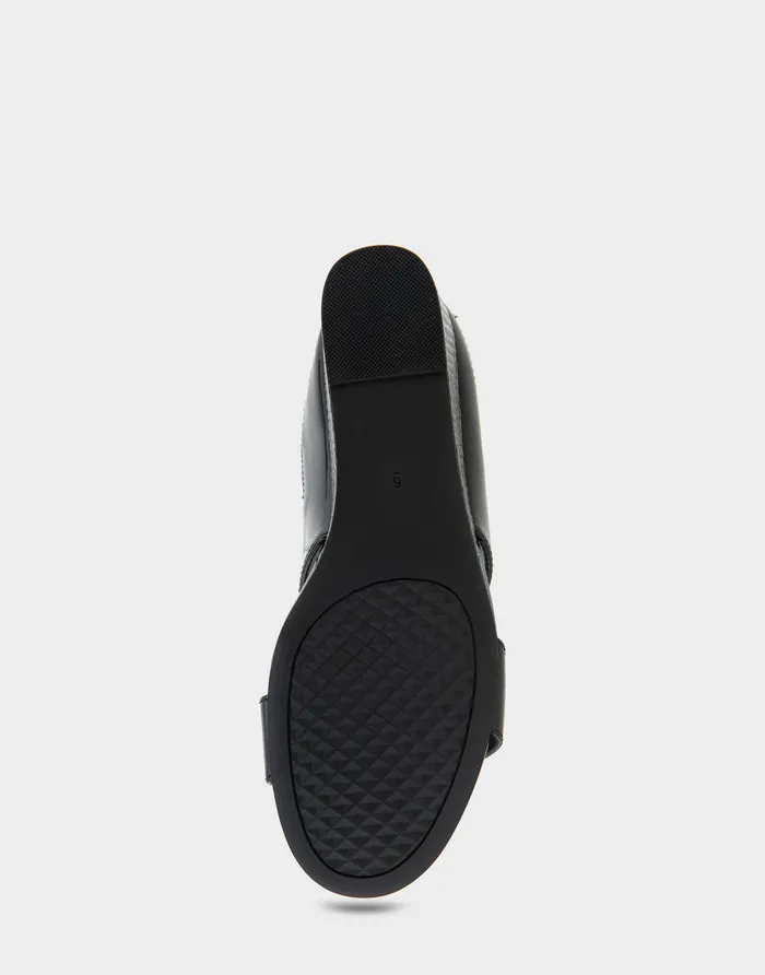 Women Aerosoles Wide Width Sandals Comfortable Two Band Mid Wedge Slide Sandal In Black Patent Faux Leather