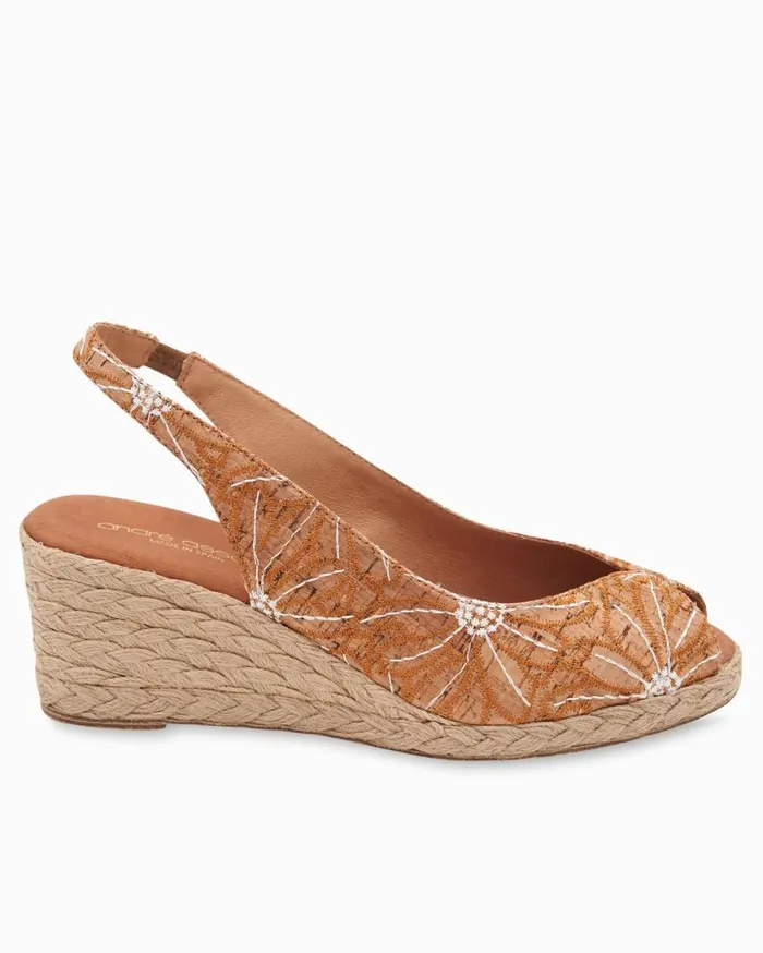 Women Andr Assous Audrey Cork Wedge Sandals Natural Tommy Bahama Shoes and Sandals