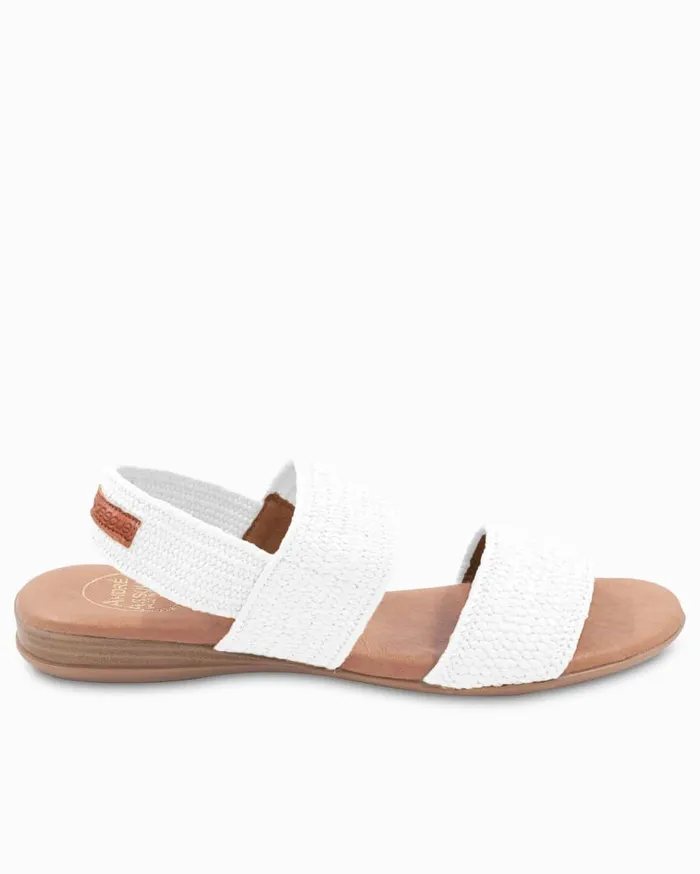 Women Andr Assous Nigella Stretch Raffia Featherweights Sandals White Tommy Bahama Shoes and Sandals