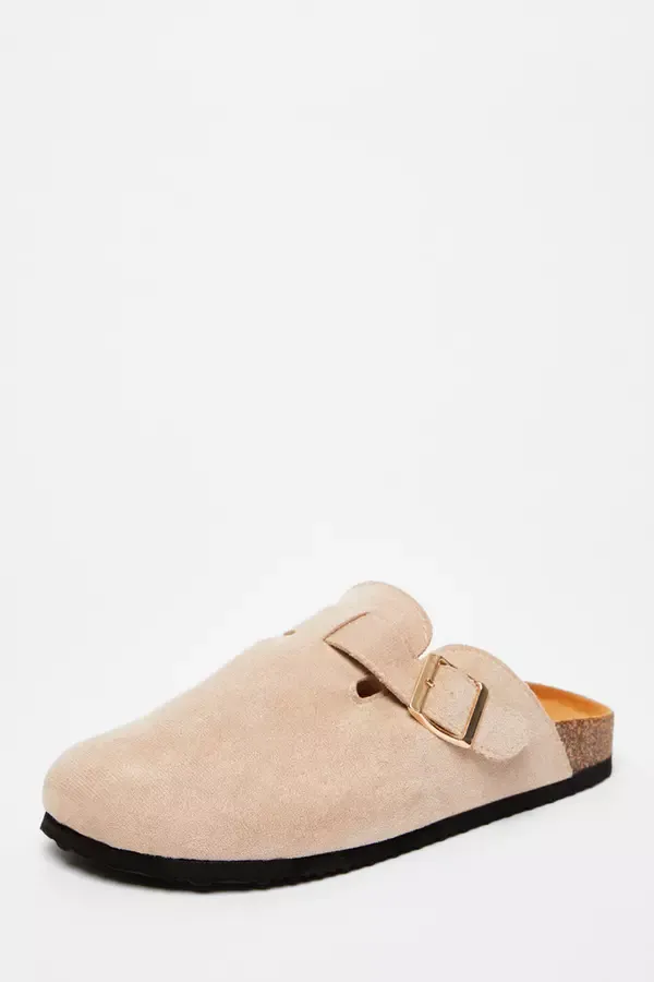 Women Beige Faux Suede Mules Quiz Clothing Flats