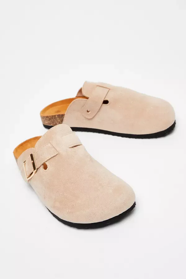 Women Beige Faux Suede Mules Quiz Clothing Flats