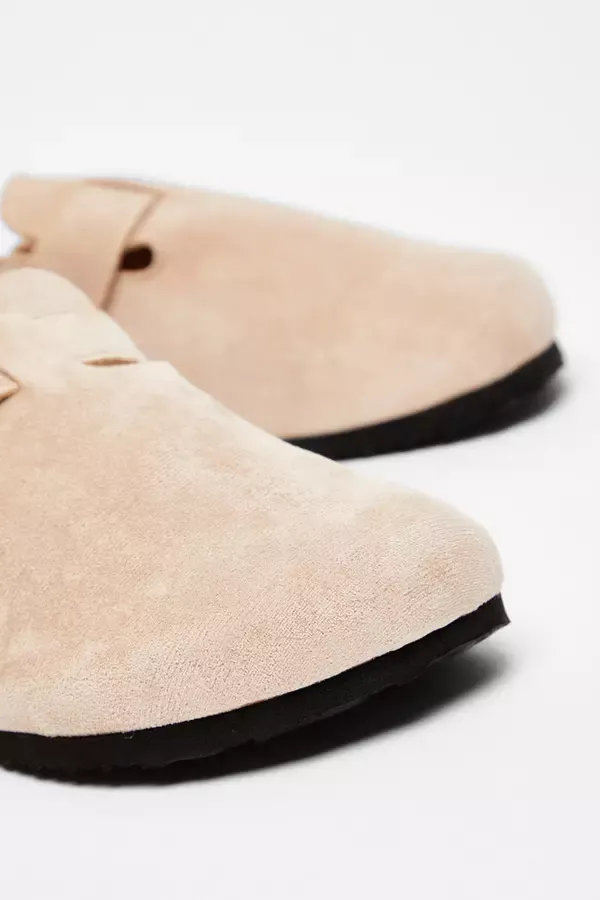 Women Beige Faux Suede Mules Quiz Clothing Flats
