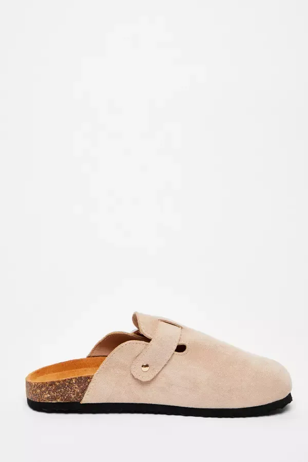 Women Beige Faux Suede Mules Quiz Clothing Flats