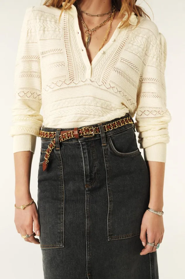 Women Belts Baandsh Link Belt Brooke Brown