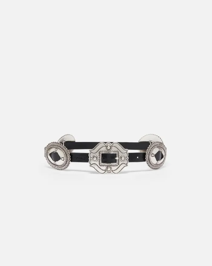 Women Belts Pinko Belt With Large Buckle 2cm Blackold Silver