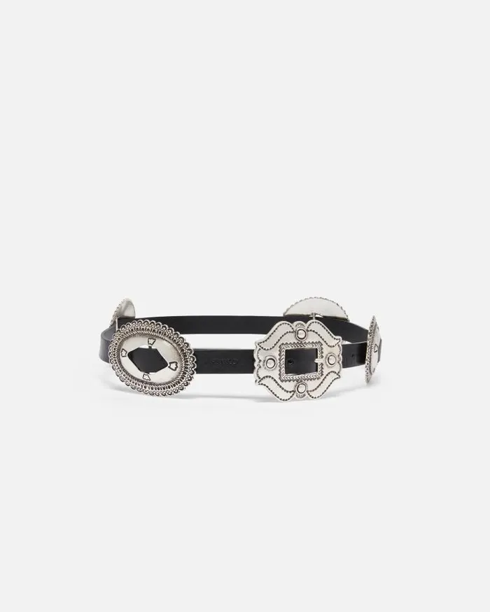 Women Belts Pinko Belt With Large Buckle 2cm Blackold Silver Women Belts Pinko Belt With Large Buckle 2cm Blackold Silver