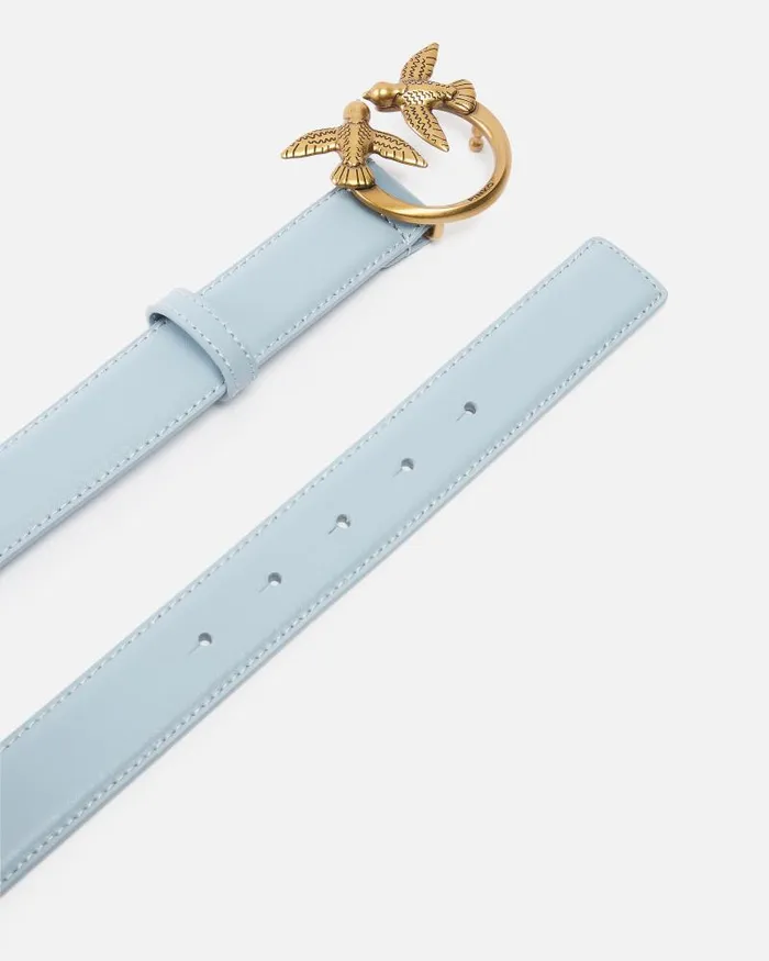 Women Belts Pinko Love Birds Leather Belt 3cm Lightblueantique Gold Women Belts Pinko Love Birds Leather Belt 3cm Lightblueantique Gold