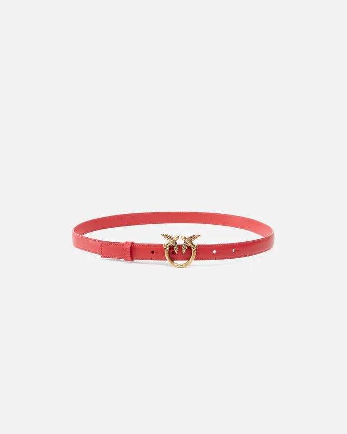 Women Belts Pinko Love Birds Thin Leather Belt 2cm Redantiquegold
