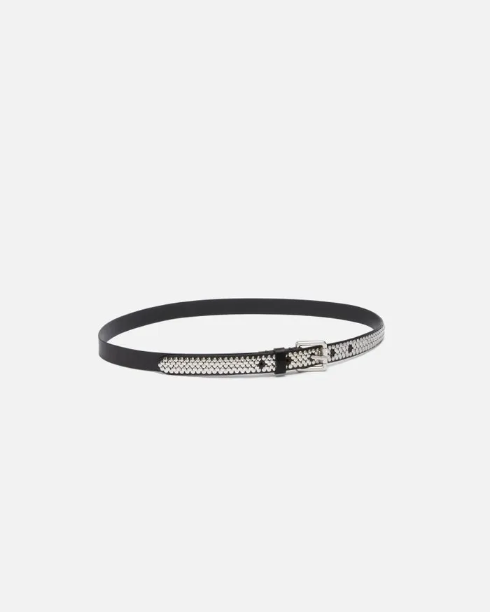 Women Belts Pinko Thin Belt With Jewel Studs 2 Cm Limo Blackshiny Nickel Women Belts Pinko Thin Belt With Jewel Studs 2 Cm Limo Blackshiny Nickel