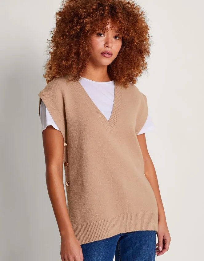 Women Billie Button Side Tabard Camel Monsoon Knitwear