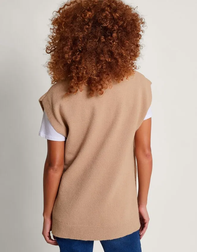 Women Billie Button Side Tabard Camel Monsoon Knitwear