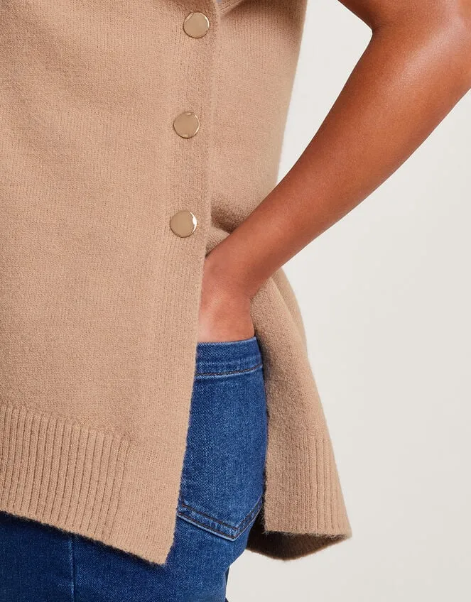 Women Billie Button Side Tabard Camel Monsoon Knitwear