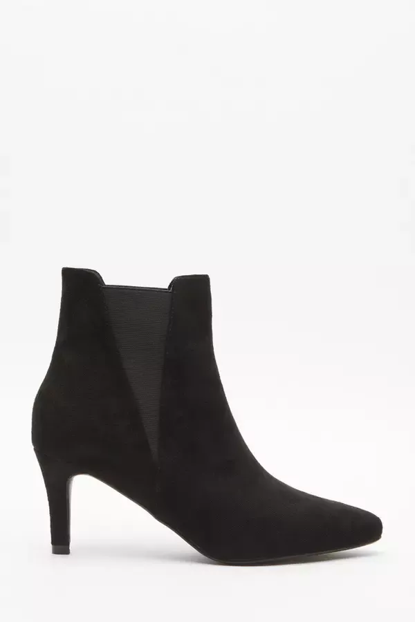 Women Black Ankle Heeled Stretch Boots Quiz Clothing Ankle Boots
