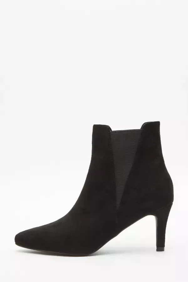 Women Black Ankle Heeled Stretch Boots Quiz Clothing Ankle Boots