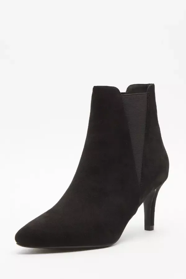 Women Black Ankle Heeled Stretch Boots Quiz Clothing Ankle Boots