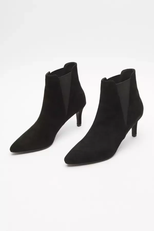 Women Black Ankle Heeled Stretch Boots Quiz Clothing Ankle Boots