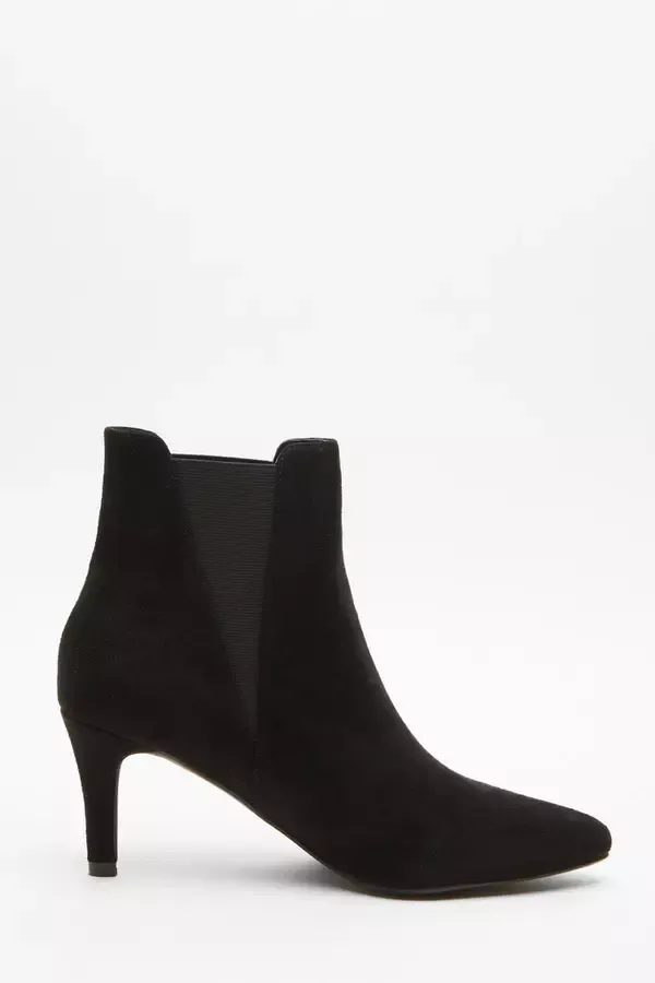 Women Black Ankle Heeled Stretch Boots Quiz Clothing Ankle Boots