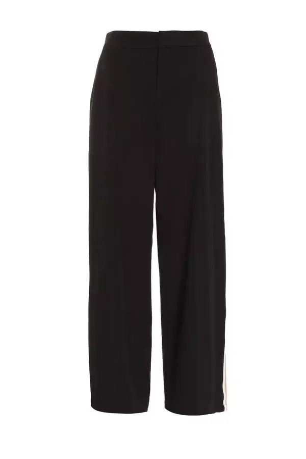 Women Black Contrast Trim Trousers Quiz Clothing Trousers