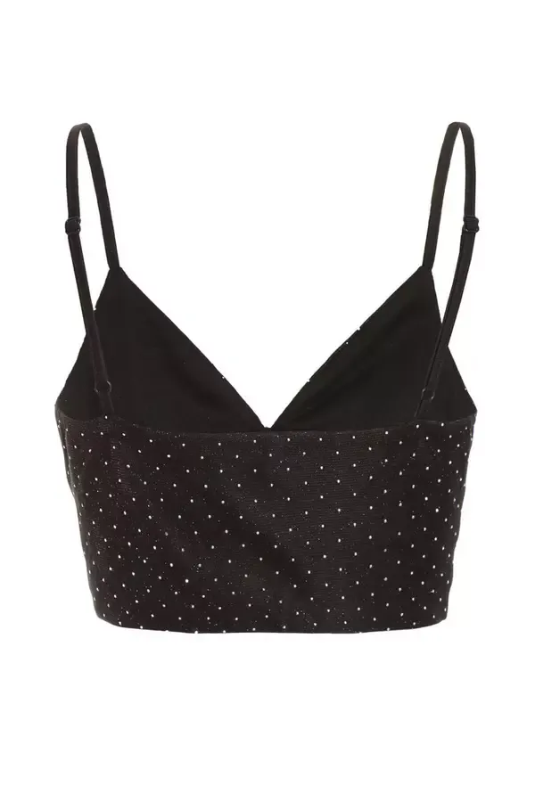 Women Black Diamante Crop Top Quiz Clothing CoOrds
