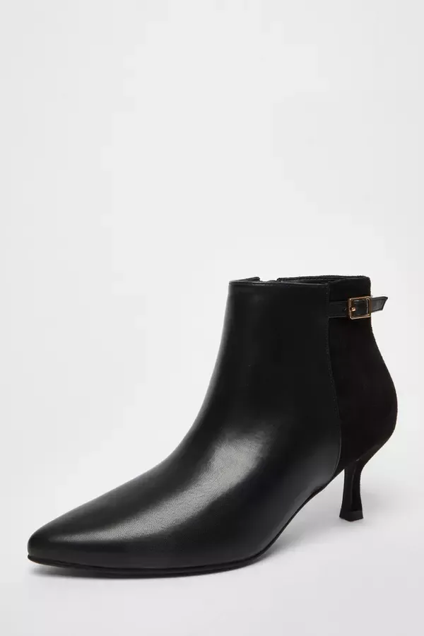 Women Black Faux Leather Heeled Ankle Boot Quiz Clothing Ankle Boots