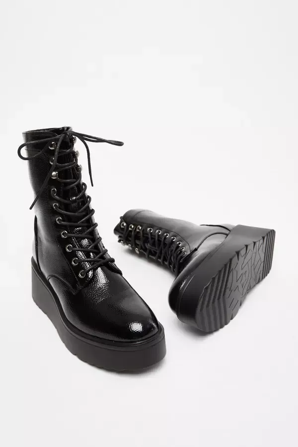 Women Black Faux Leather Lace Up Wedged Ankle Boots Quiz Clothing Ankle Boots Women Black Faux Leather Lace Up Wedged Ankle Boots Quiz Clothing Ankle Boots