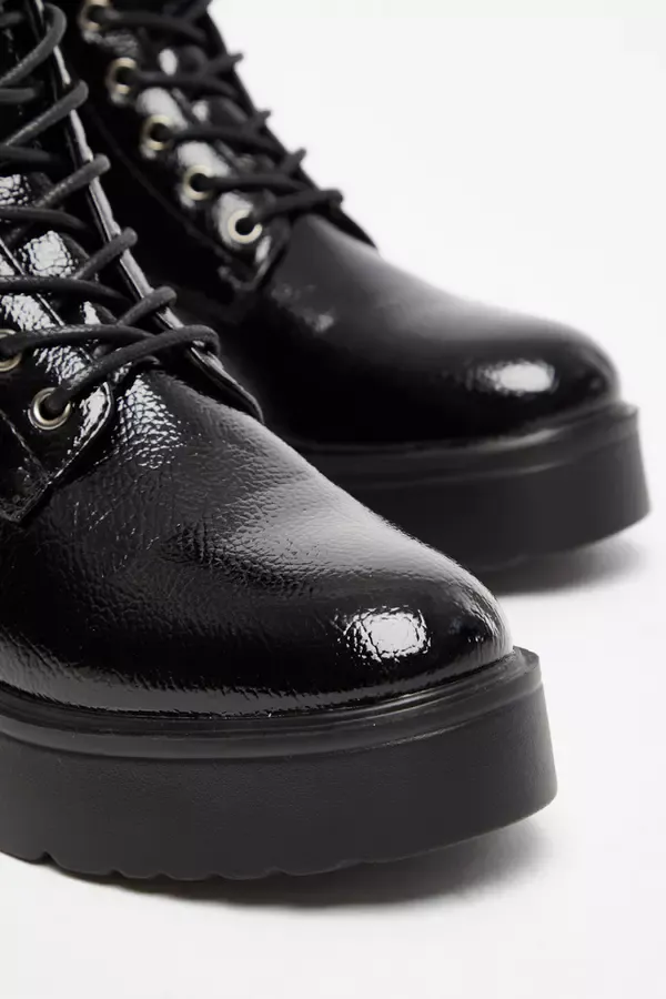 Women Black Faux Leather Lace Up Wedged Ankle Boots Quiz Clothing Ankle Boots Women Black Faux Leather Lace Up Wedged Ankle Boots Quiz Clothing Ankle Boots