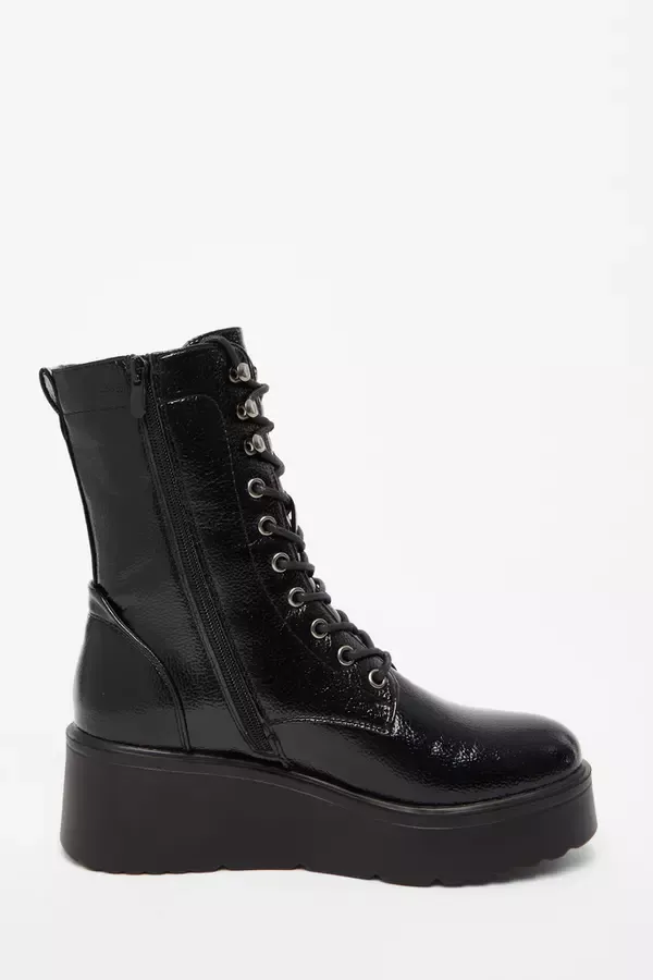 Women Black Faux Leather Lace Up Wedged Ankle Boots Quiz Clothing Ankle Boots Women Black Faux Leather Lace Up Wedged Ankle Boots Quiz Clothing Ankle Boots