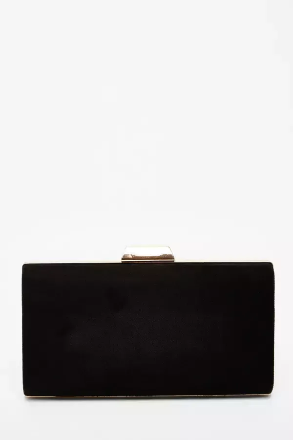 Women Black Faux Suede Clutch Bag Quiz Clothing Bags