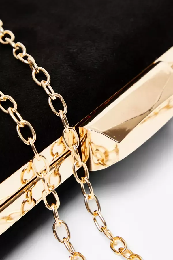 Women Black Faux Suede Clutch Bag Quiz Clothing Bags